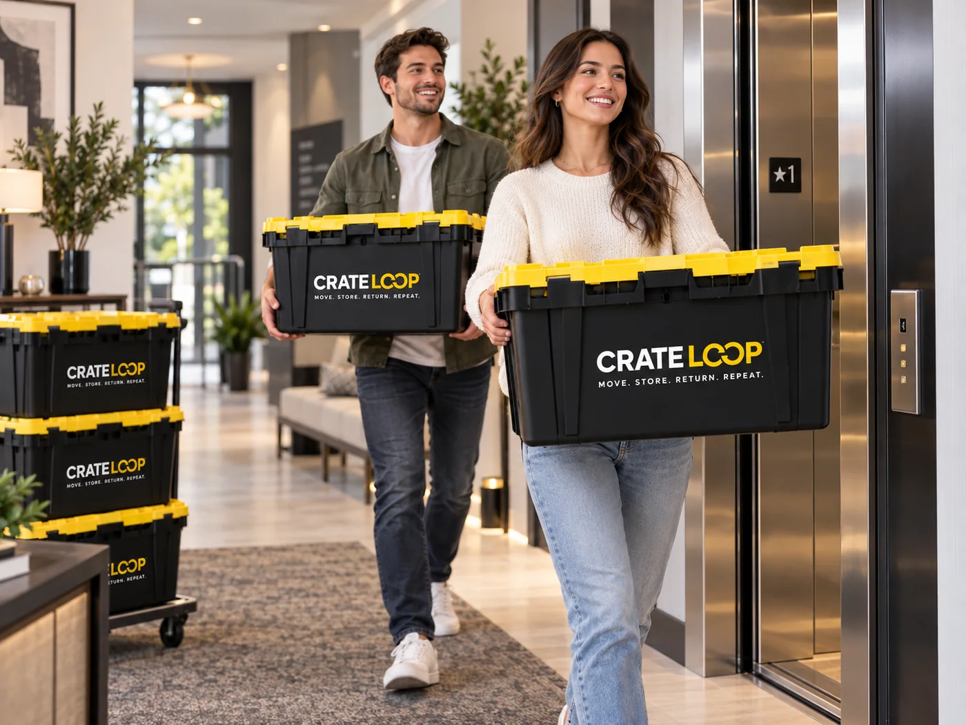 CrateLoop reusable crates in an apartment and condo move