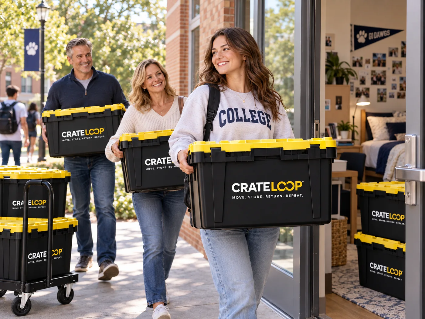 College student moving into a dorm with CrateLoop crates
