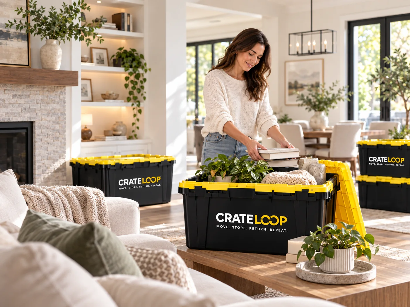 CrateLoop crates used for home staging and decluttering